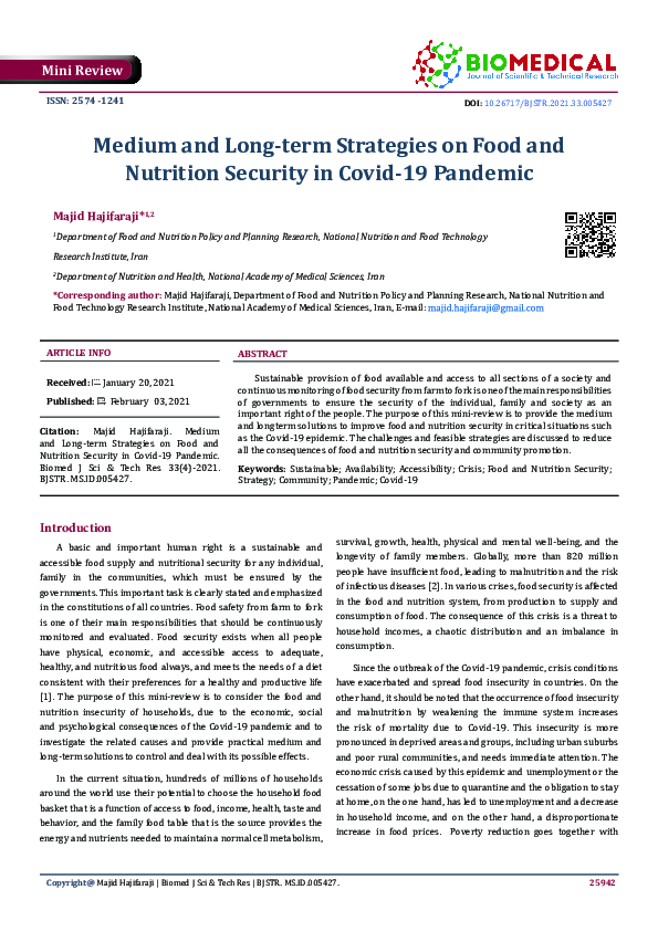 (PDF) Medium and Long-term Strategies on Food and Nutrition Security in ...