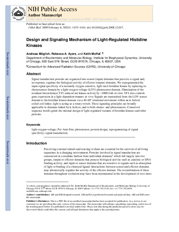 (PDF) Faculty of 1000 evaluation for Design and signaling mechanism of ...