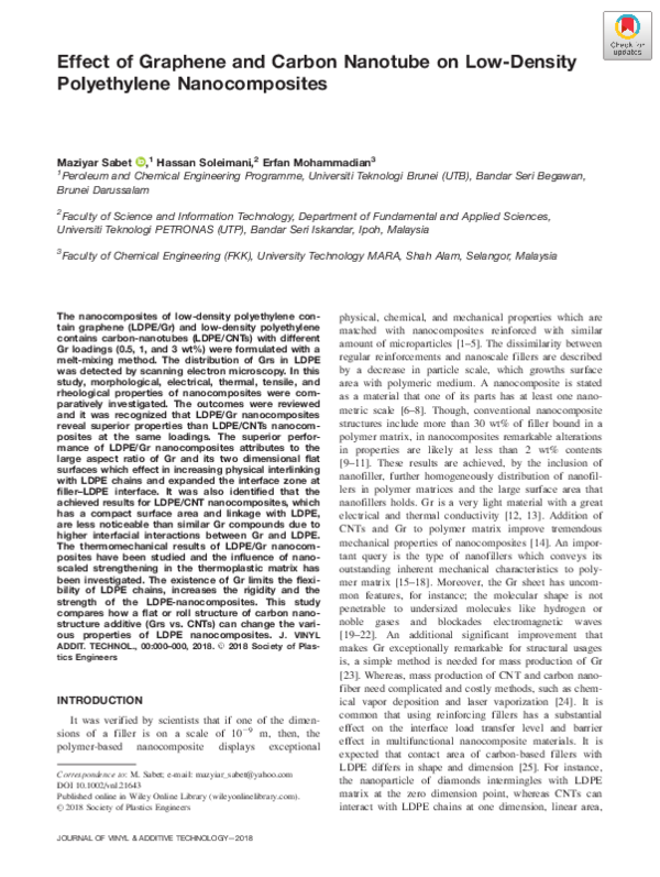 (PDF) Effect of Graphene and Carbon Nanotube on Low‐Density ...