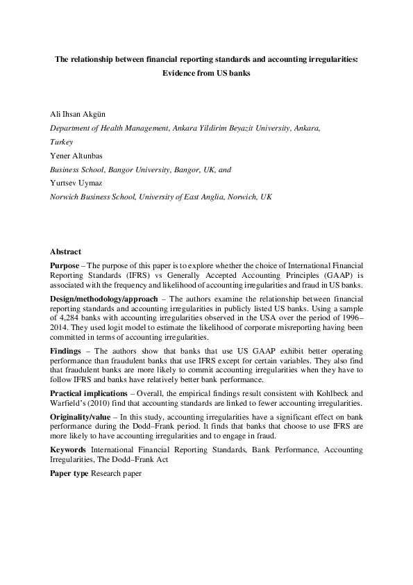 (PDF) The relationship between financial reporting standards and ...