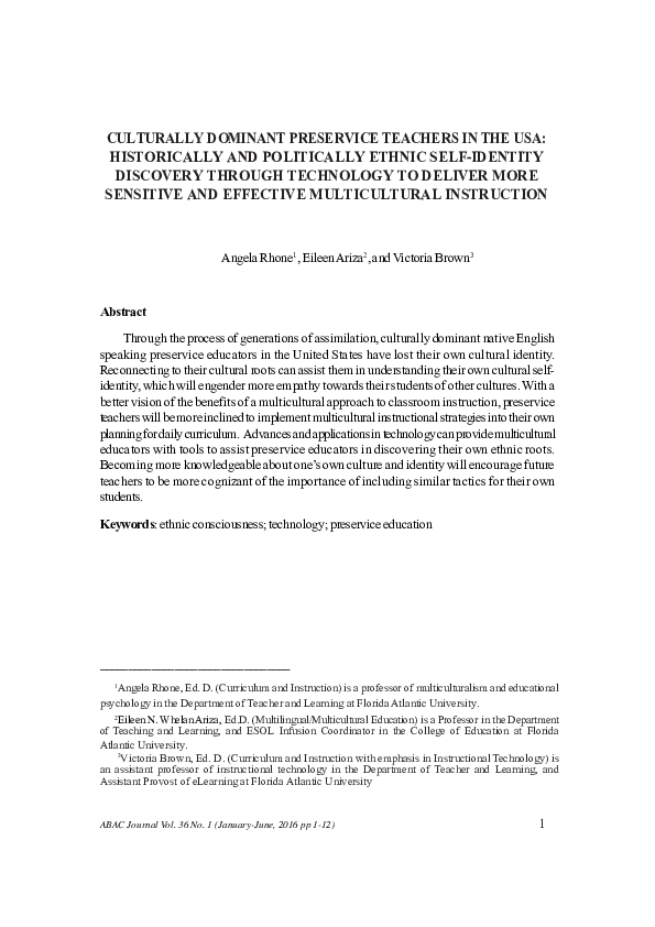 (PDF) Culturally Dominant Preservice Teachers in the USA: Historically ...