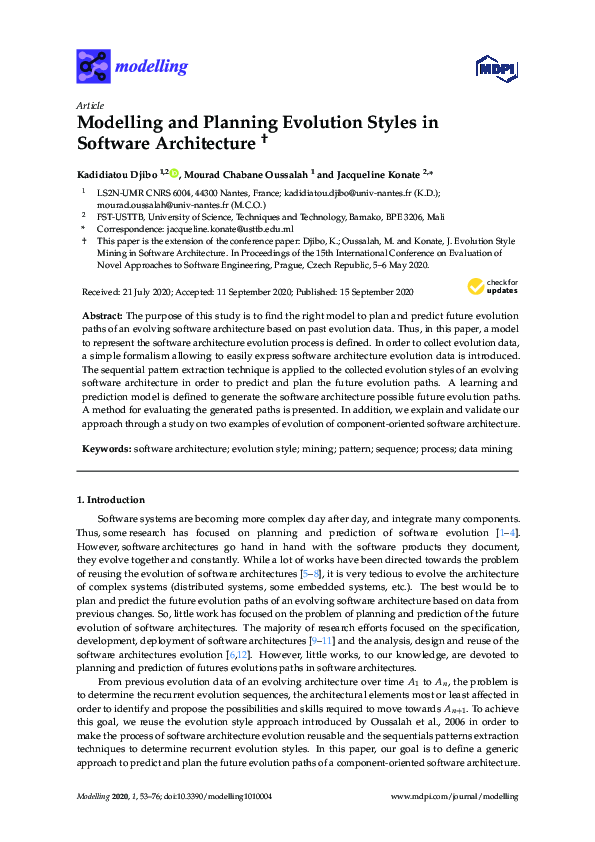 (PDF) Modelling and Planning Evolution Styles in Software Architecture