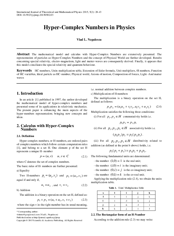 (PDF) Numbers in Physics VLAD NEGULESCU Academia.edu