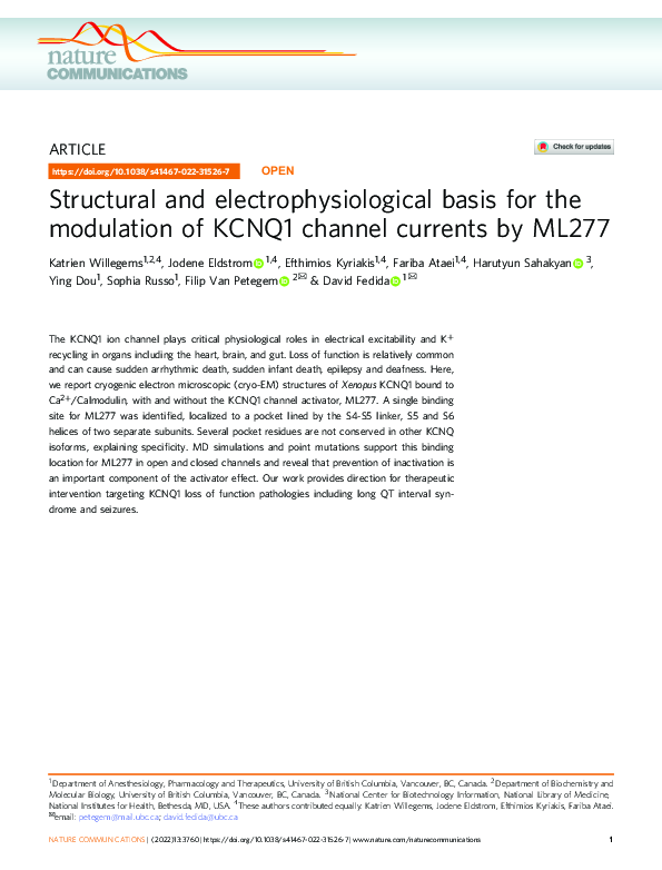 (PDF) Structural and electrophysiological basis for the modulation of ...