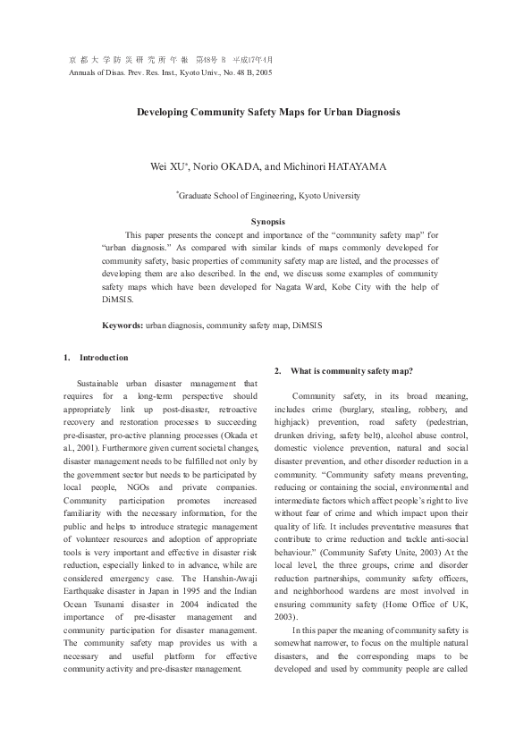 (PDF) Developing community safety maps for urban diagnosis