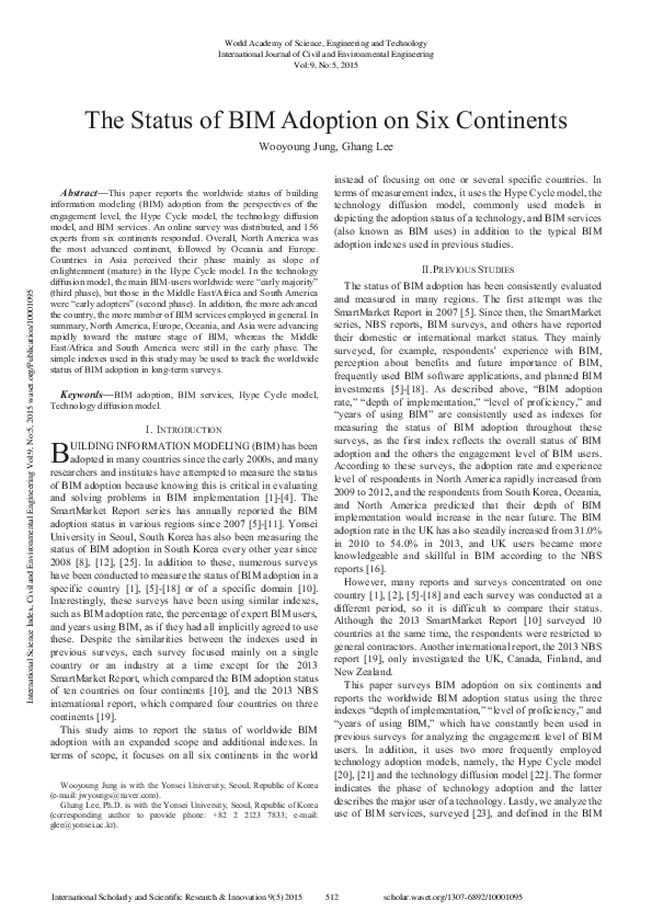 (PDF) The Status Of Bim Adoption On Six Continents