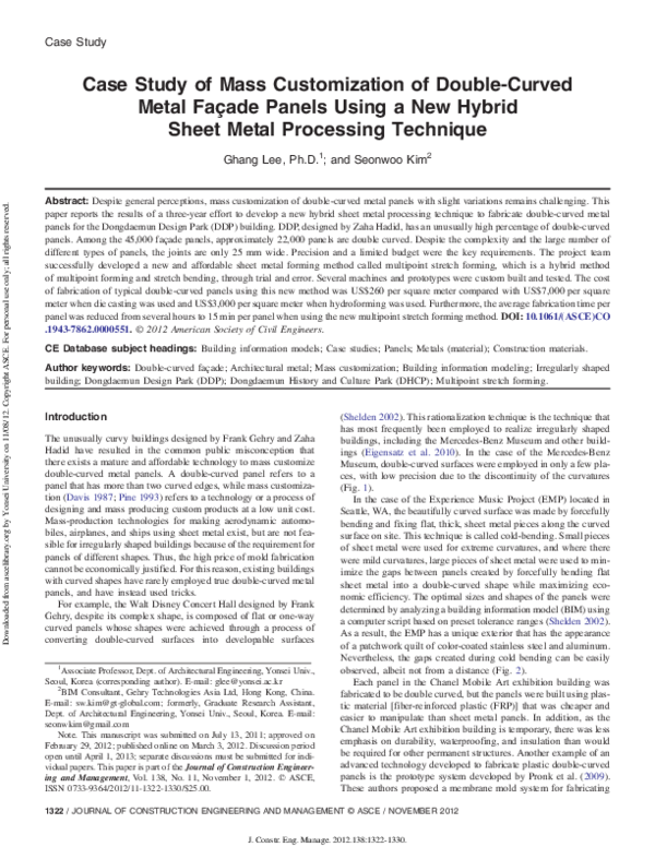 (PDF) Case Study of Mass Customization of Double-Curved Metal Façade ...