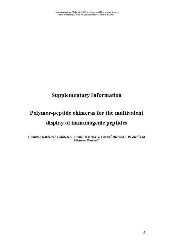 (PDF) Polymer–peptide chimeras for the multivalent display of ...
