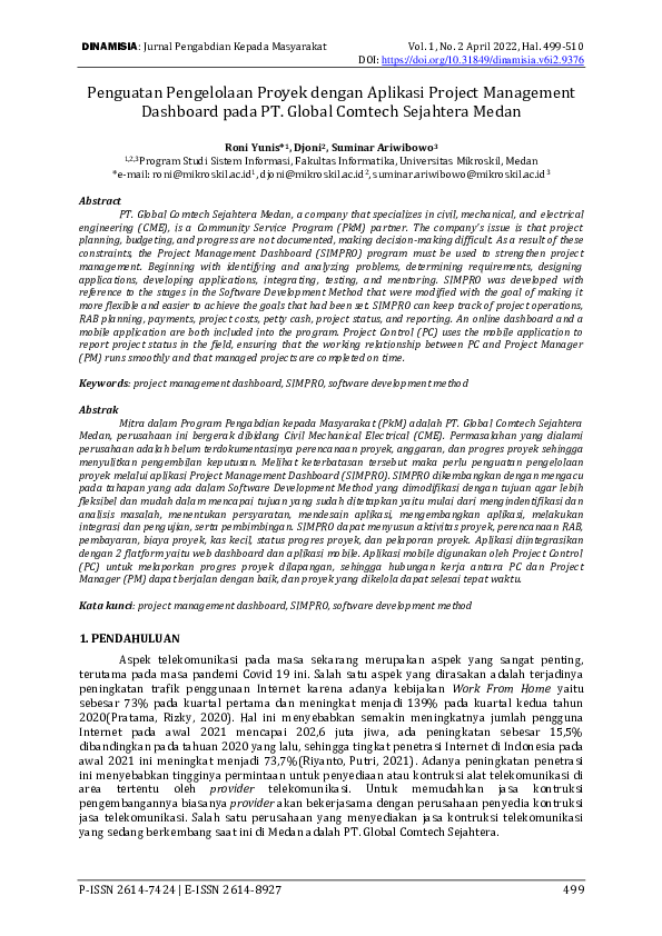 (PDF) Penguatan Pengelolaan Proyek dengan Aplikasi Project Management ...