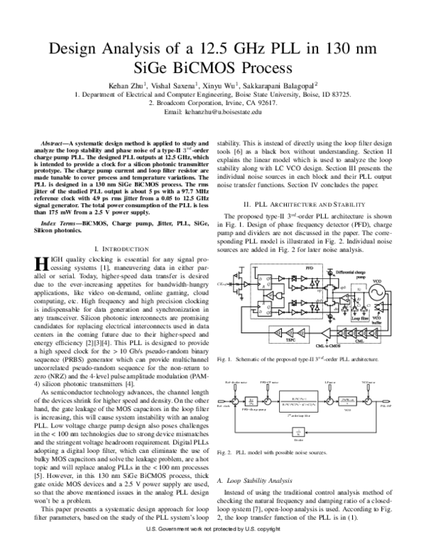 (PDF) Design Analysis of a 12.5 GHz PLL in 130 Nm SiGe BiCMOS Process