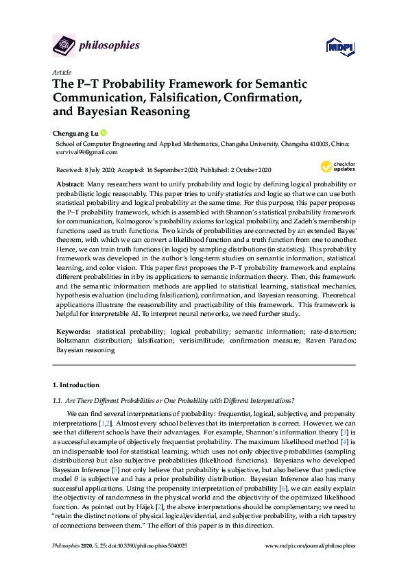 (PDF) The P-T Probability Framework for Semantic Communication ...
