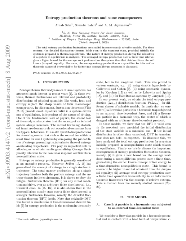 (PDF) Entropy production theorems and some consequences