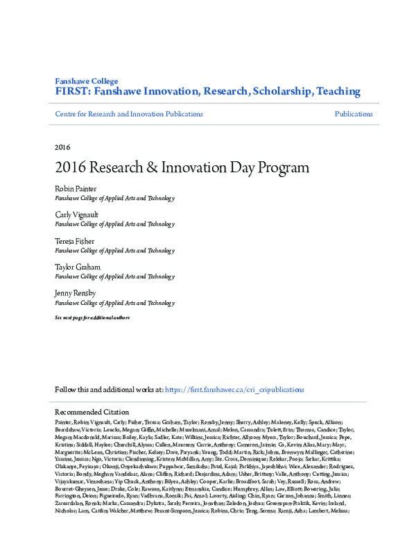 (PDF) 2016 Research & Innovation Day Program