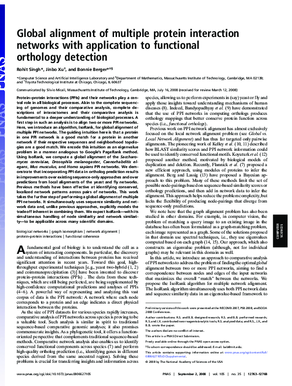 (PDF) Global alignment of multiple protein interaction networks with ...