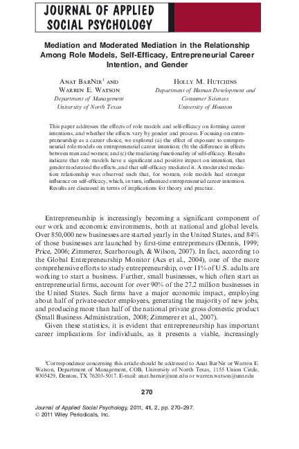 (PDF) Mediation and Moderated Mediation in the Relationship Among Role ...