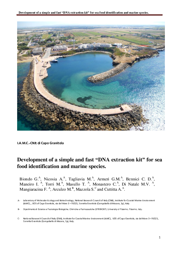(PDF) Development of a simple and fast “ DNA extraction kit ” for sea ...