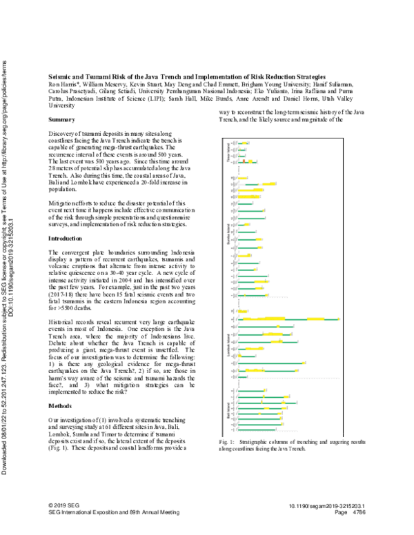 (PDF) Seismic and tsunami risk of the Java Trench and implementation of ...
