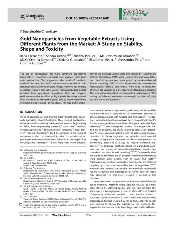 (PDF) Gold Nanoparticles from Vegetable Extracts Using Different Plants ...