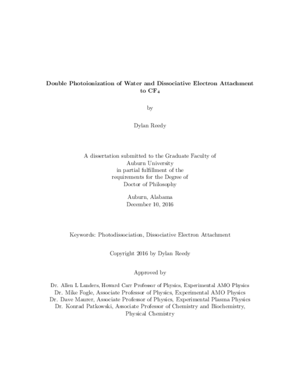 (PDF) Double Photoionization of Water and Dissociative Electron ...