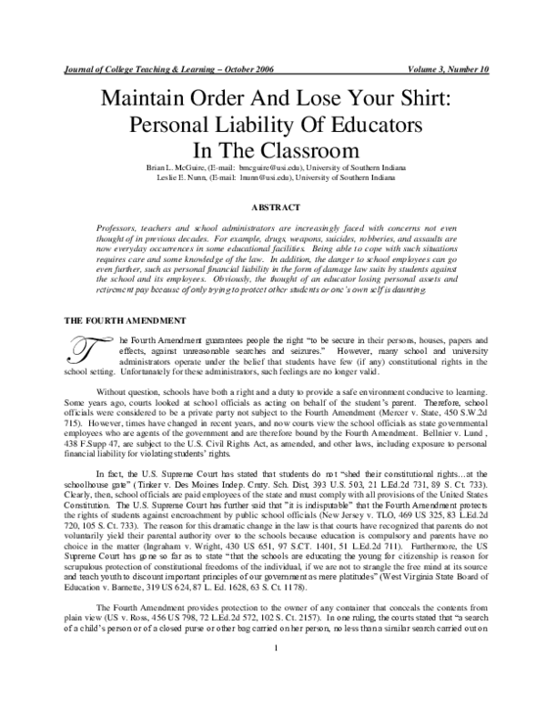 (PDF) Maintain Order And Lose Your Shirt: Personal Liability Of ...
