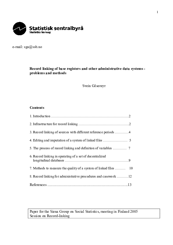(PDF) Record linking of base registers and other administrative data ...
