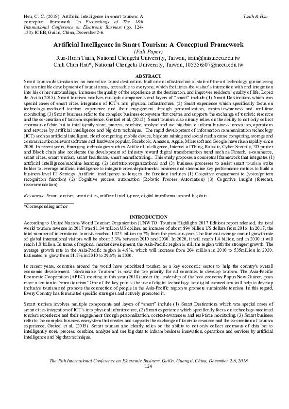 (PDF) Artificial Intelligence in Smart Tourism: A Conceptual Framework