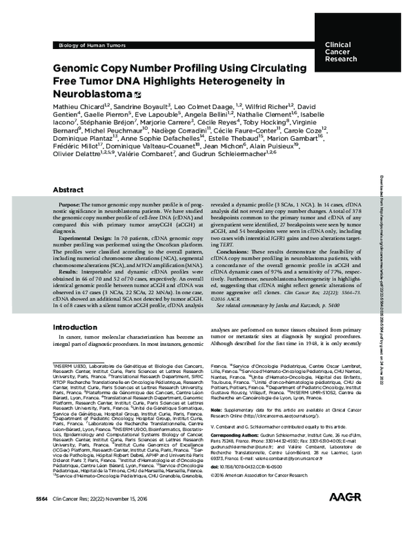 (PDF) Genomic copy number profiling using circulating free tumor DNA ...