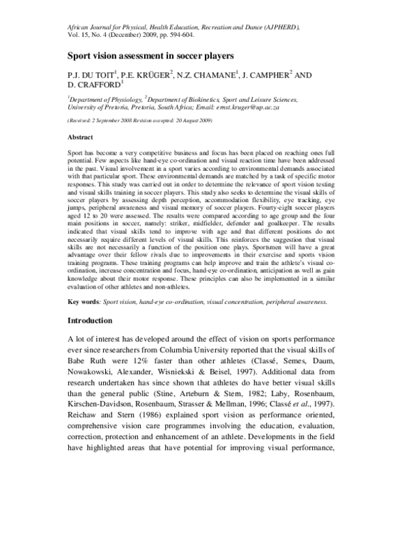 (PDF) Sport vision assessment in soccer players