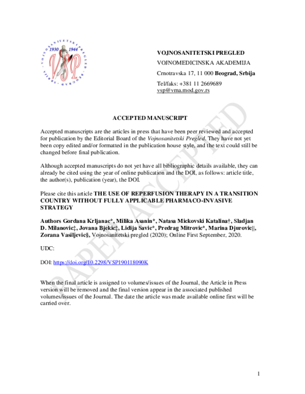 (PDF) The use of reperfusion therapy in transition countries without ...