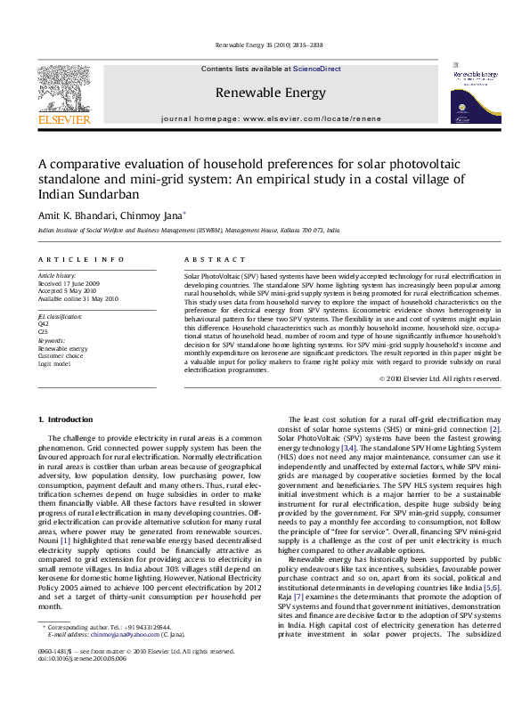 (PDF) A comparative evaluation of household preferences for solar ...