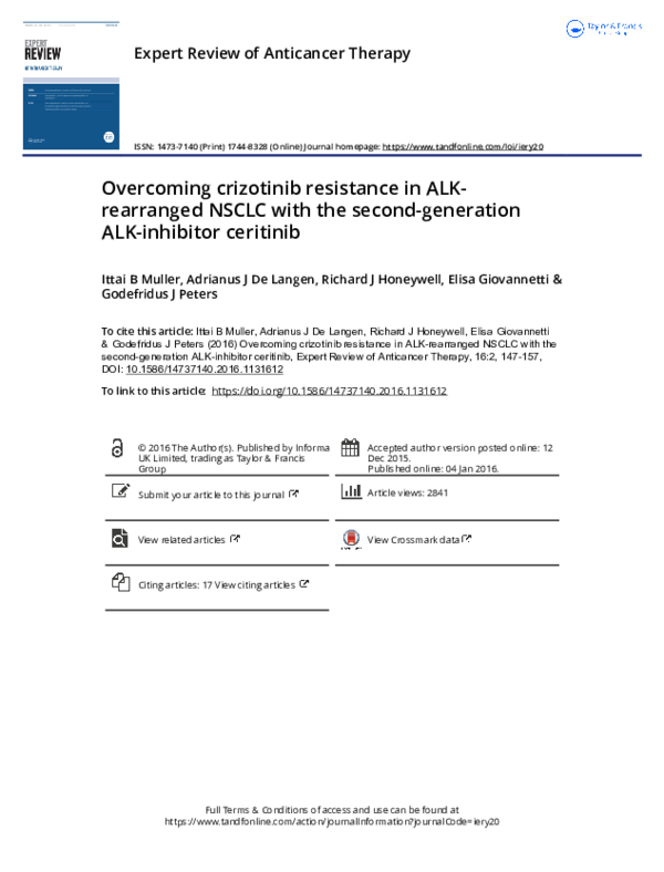 (PDF) Overcoming crizotinib resistance in ALK-rearranged NSCLC with the ...