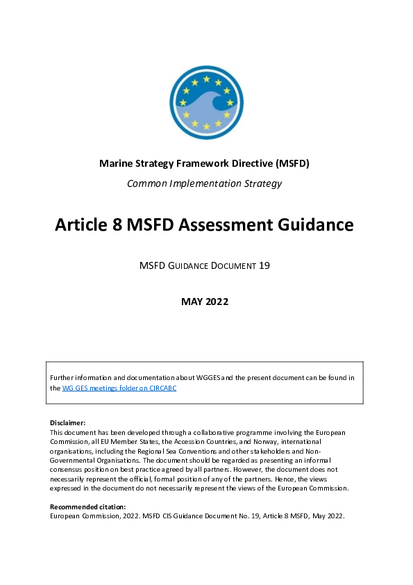 (PDF) Article 8 MSFD Assessment Guidance