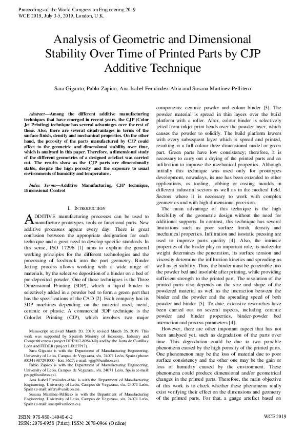 (PDF) Analysis of Geometric and Dimensional Stability Over Time of ...