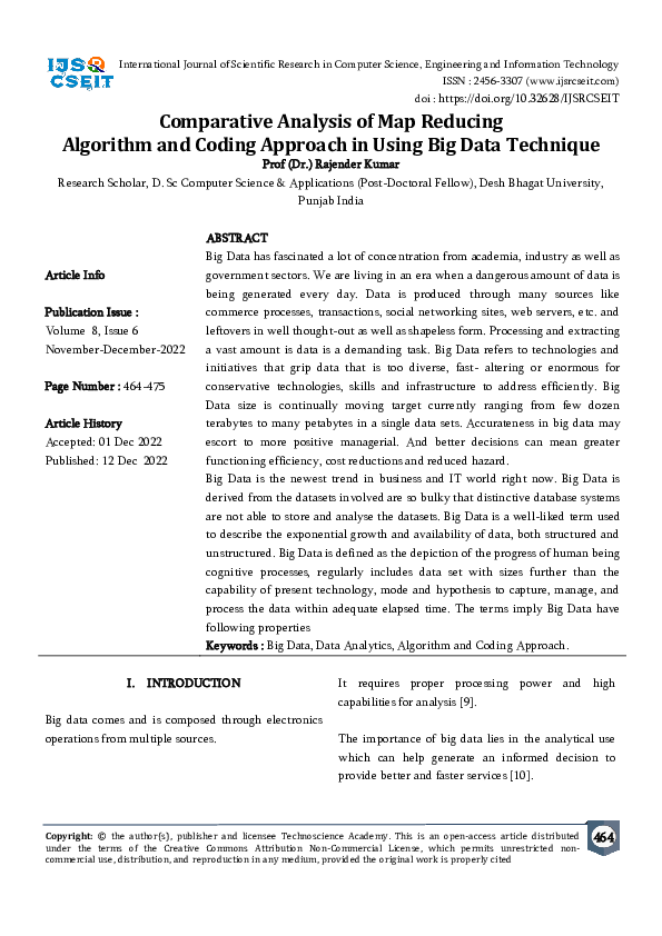 (PDF) Comparative Analysis of Map Reducing Algorithm and Coding ...