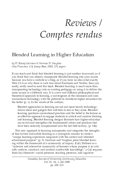 (PDF) Blended Learning in Higher Education