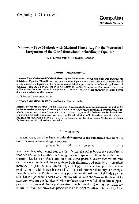 (PDF) Numerov-type methods with minimal phase-lag for the numerical ...