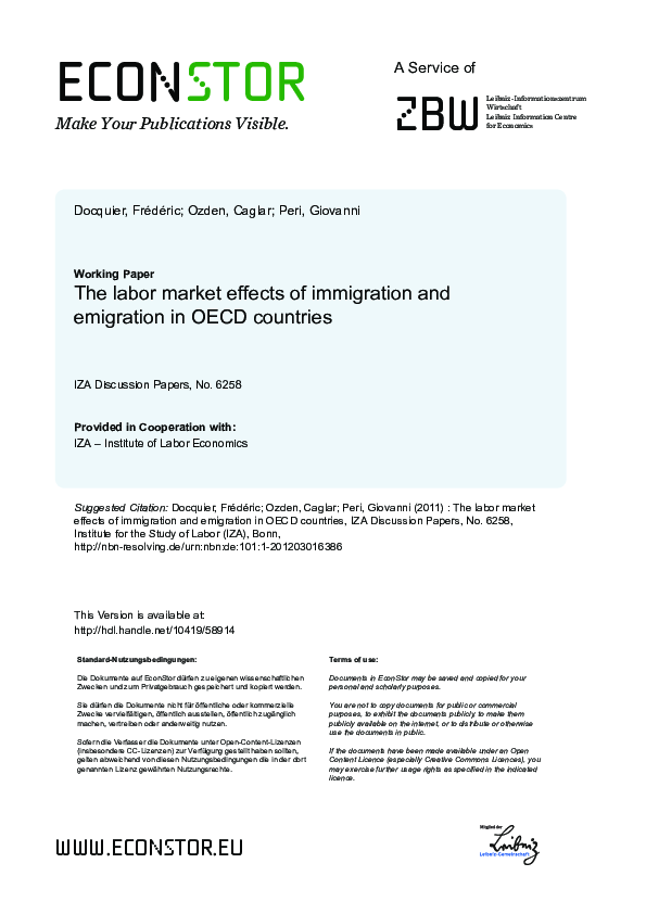 (PDF) The Labour Market Effects of Immigration and Emigration in OECD ...