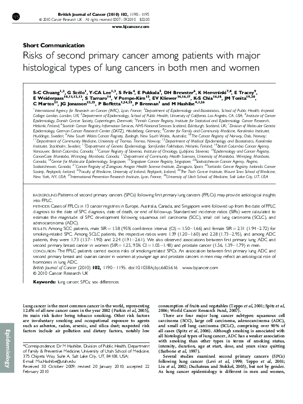 (PDF) Risks of second primary cancer among patients with major ...