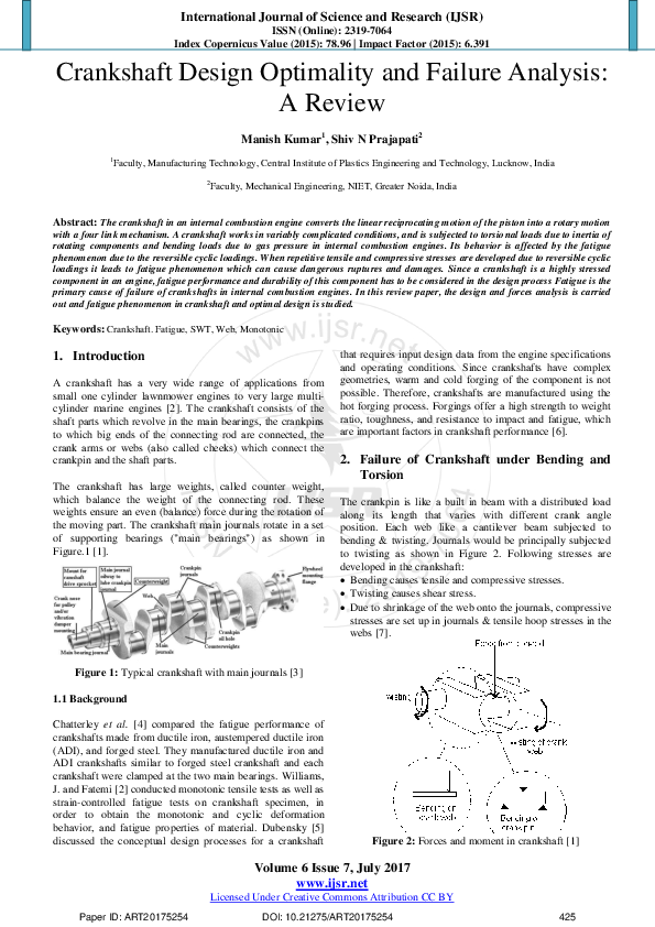 (PDF) Crankshaft Design Optimality and Failure Analysis A Review