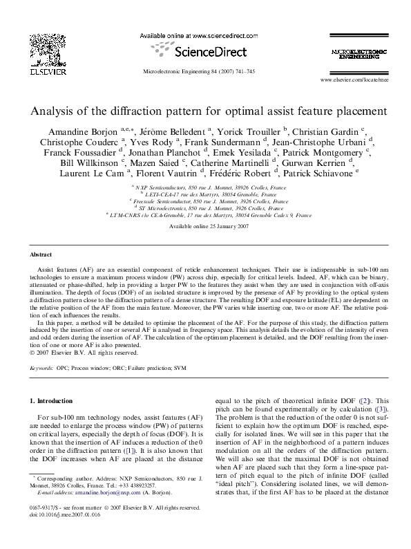 (PDF) Analysis of the diffraction pattern for optimal assist feature ...