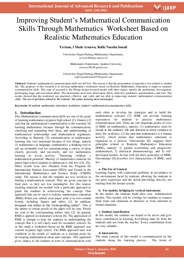 (PDF) Improving Student’s Mathematical Communication Skills Through ...