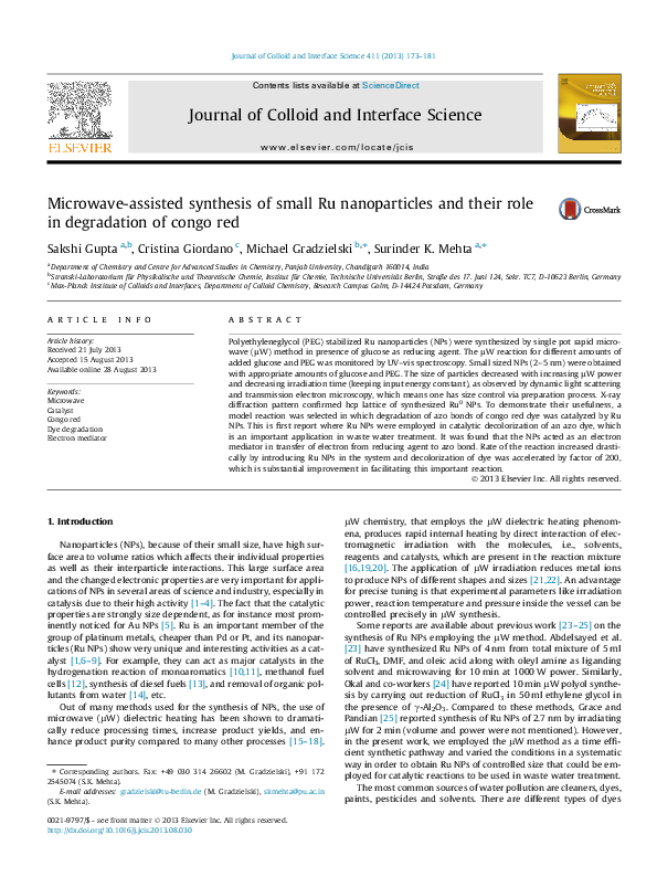 (PDF) Microwave-assisted synthesis of small Ru nanoparticles and their ...