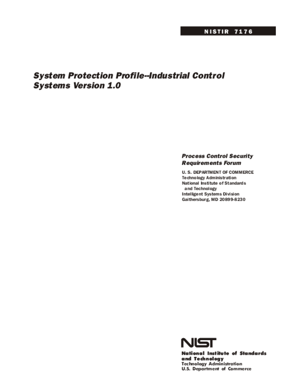 (PDF) System protection profile -- industrial control systems version 1.0