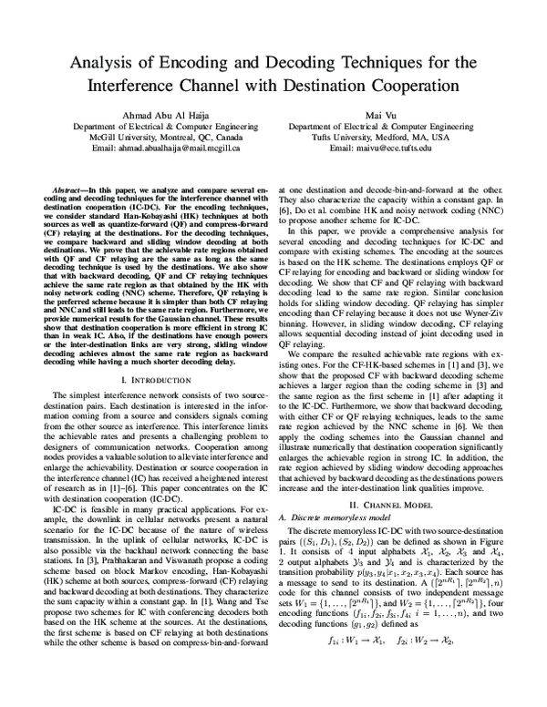 (PDF) Analysis of encoding and decoding techniques for the interference ...