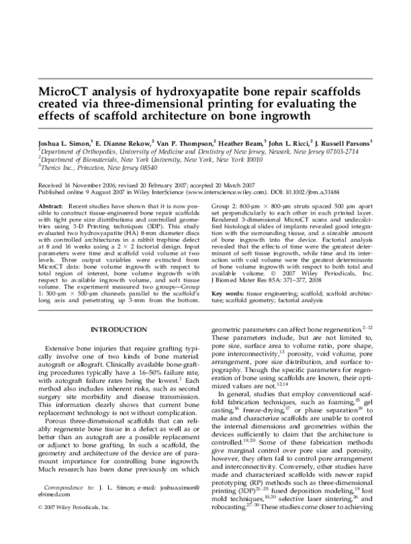 (PDF) MicroCT analysis of hydroxyapatite bone repair scaffolds created ...