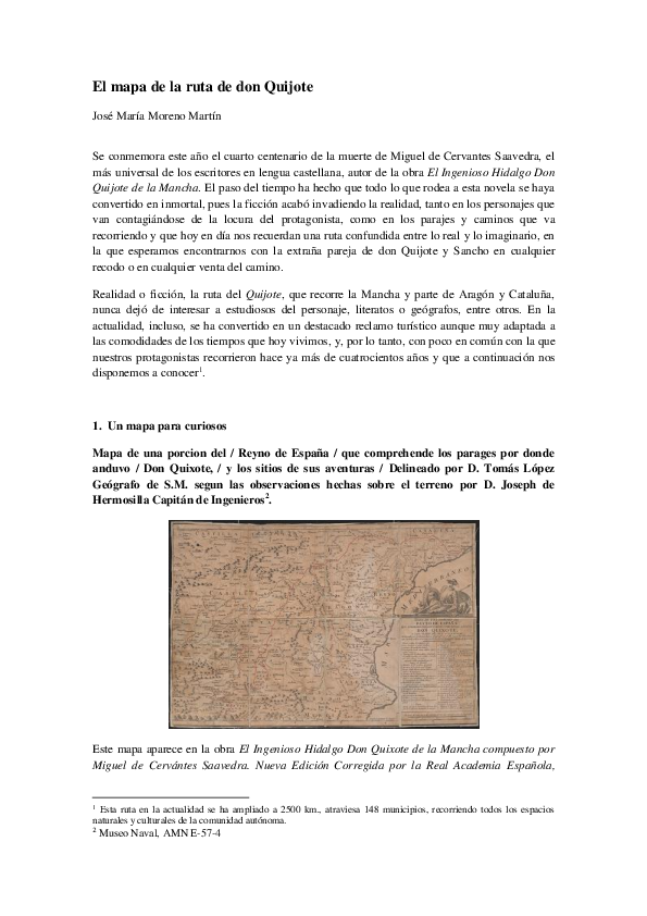 Pdf El Mapa De La Ruta De Don Quijote