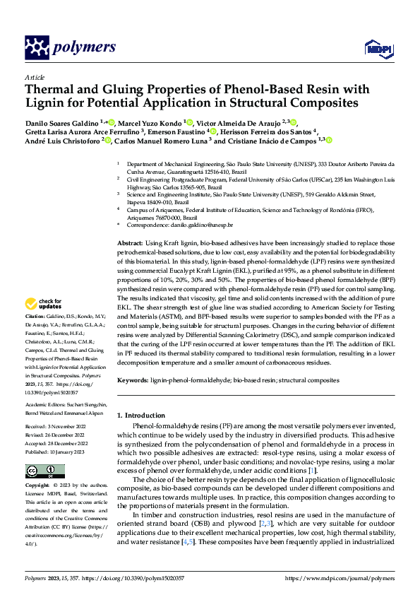 (PDF) Thermal and Gluing Properties of Phenol-Based Resin with Lignin ...