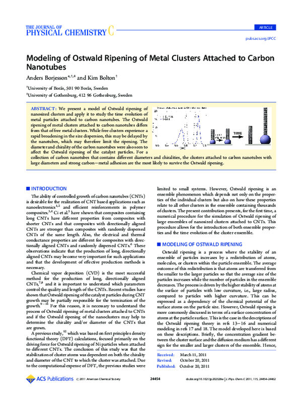 (PDF) Modeling of Ostwald Ripening of Metal Clusters Attached to Carbon ...