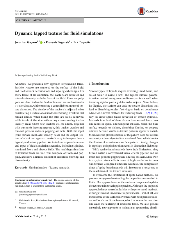 (PDF) Dynamic lapped texture for fluid simulations