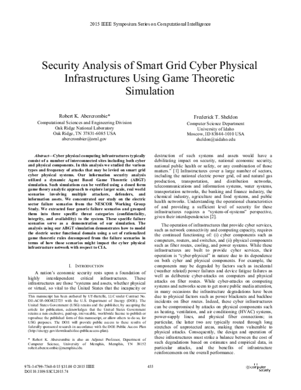 (PDF) Security Analysis of Smart Grid Cyber Physical Infrastructures ...